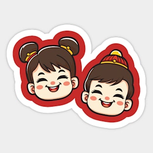 Asian Kids cartoon lunar chinese new year 2024 Sticker